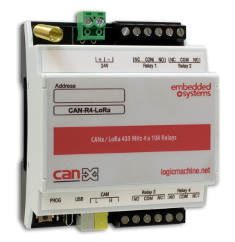 CANx / LoRa 433 MHz 4 x 10A Relays