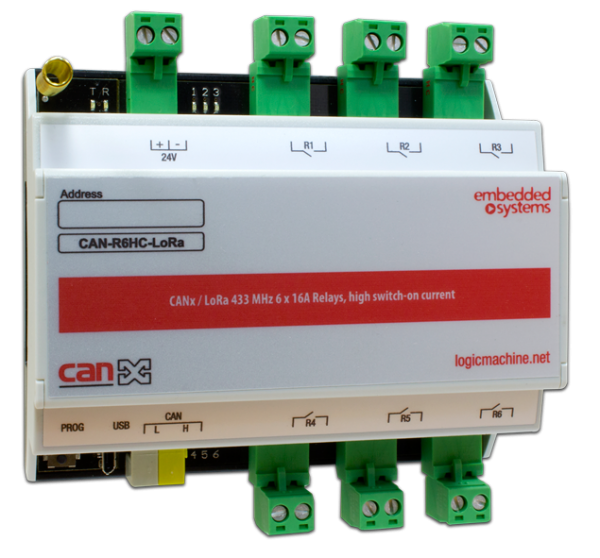 CANx / LoRa 433 MHz 6 x 16A Relays